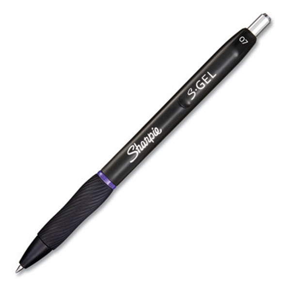 S-Gel High-Performance Gel Pen, Retractable, Medium 0.7 Mm, Purple Ink, Black Barrel, Dozen