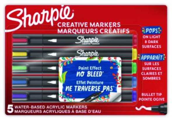 Creative Markers, Medium Bullet Tip, Assorted Colors, 5/Pack
