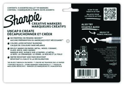 Creative Markers, Medium Bullet Tip, Assorted Colors, 5/Pack