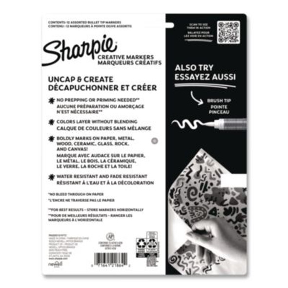 Creative Markers, Medium Bullet Tip, Assorted Colors, 12/Pack