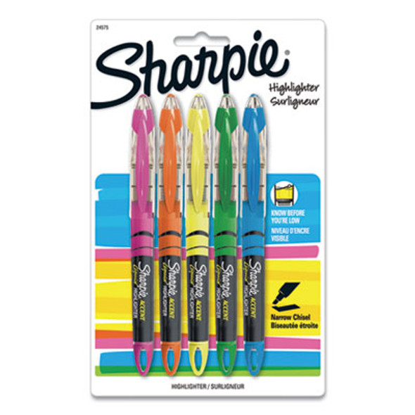 Liquid Pen Style Highlighters, Assorted Ink Colors, Chisel Tip, Assorted Barrel Colors, 5/Set