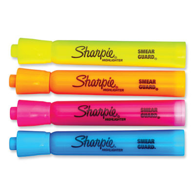 Tank Style Highlighters, Assorted Ink Colors, Chisel Tip, Assorted Barrel Colors, 6/Set