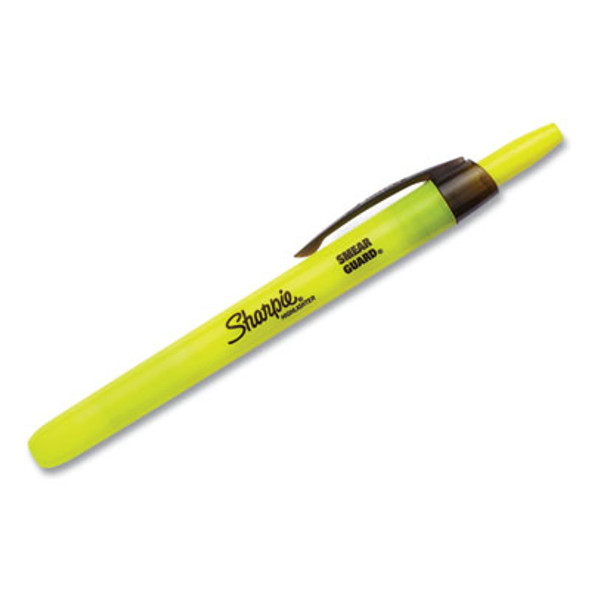Retractable Highlighters, Fluorescent Yellow Ink, Chisel Tip, Yellow/Black Barrel, Dozen