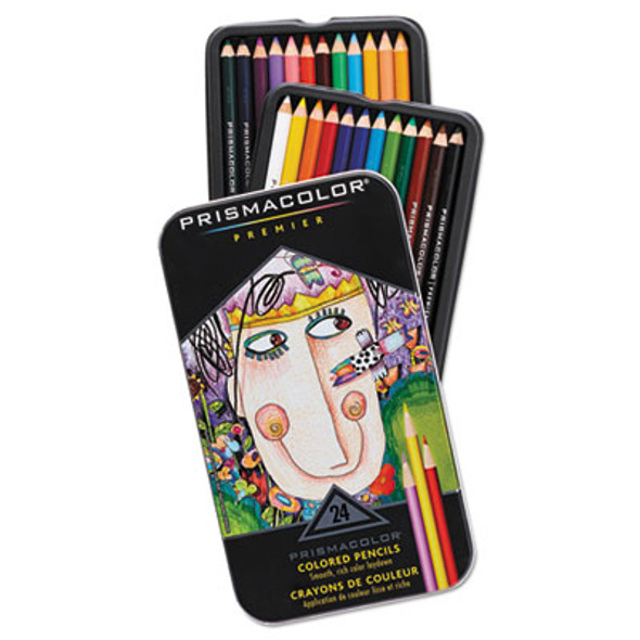 Premier Colored Pencil, 3 Mm, 2B, Assorted Lead And Barrel Colors, 24/Pack