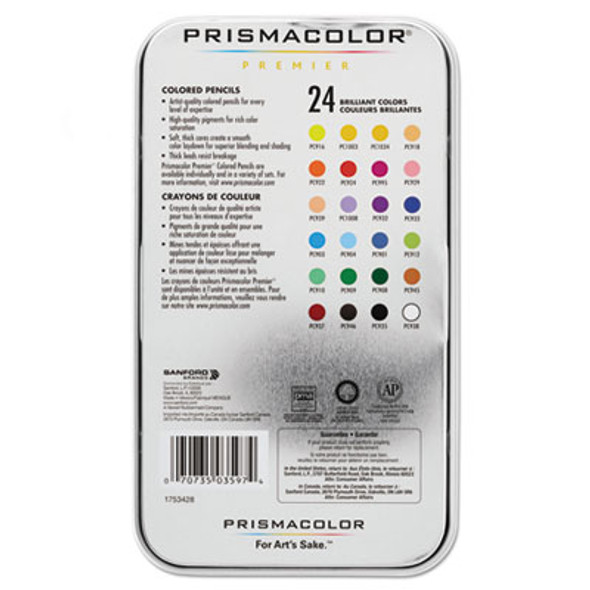 Premier Colored Pencil, 3 Mm, 2B, Assorted Lead And Barrel Colors, 24/Pack