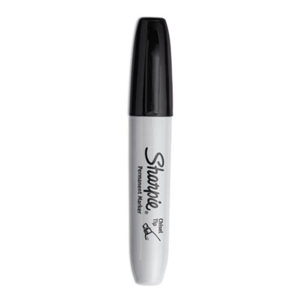 Chisel Tip Permanent Marker, Medium Chisel Tip, Black, 4/Pack
