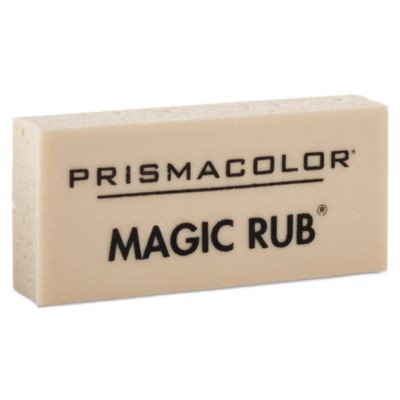 Magic Rub Eraser, For Pencil/Ink Marks, Rectangular Block, Medium, Off White, Dozen