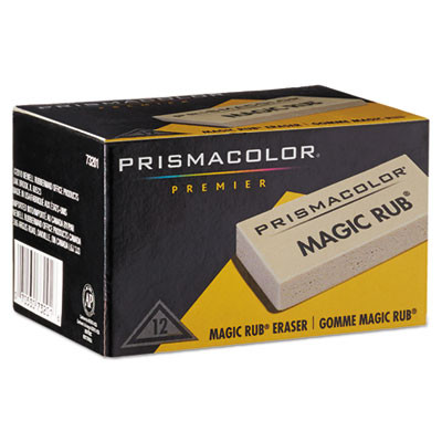Magic Rub Eraser, For Pencil/Ink Marks, Rectangular Block, Medium, Off White, Dozen