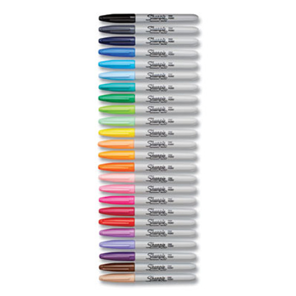 Fine Tip Permanent Marker, Fine Bullet Tip, Assorted Colors, 24/Set