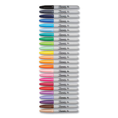 Fine Tip Permanent Marker, Fine Bullet Tip, Assorted Colors, 24/Set
