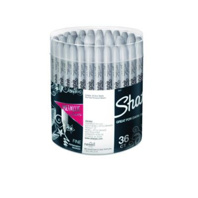 Metallic Fine Point Permanent Markers, Metallic Silver, 36/Pack