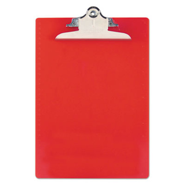 Recycled Plastic Clipboard With Ruler Edge, 1" Clip Capacity, Holds 8.5 x 11 Sheets, Red