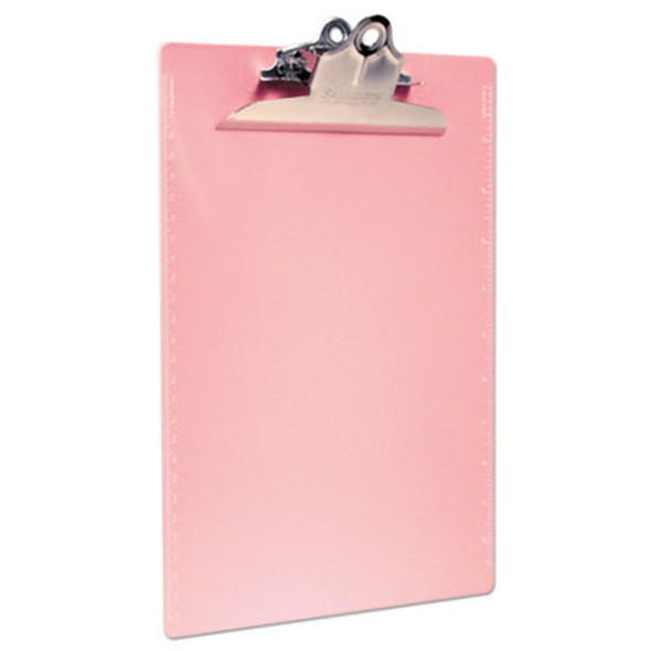 Recycled Plastic Clipboard With Ruler Edge, 1" Clip Capacity, Holds 8.5 x 11 Sheets, Pink