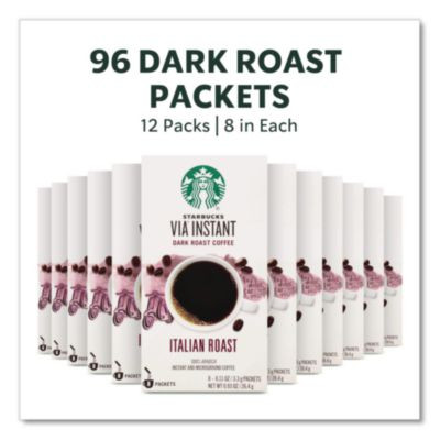 Via Ready Brew Coffee, 0.11 Oz, Italian Roast, 8 Packets/Bag, 12 Bags/Carton