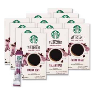 Via Ready Brew Coffee, 0.11 Oz, Italian Roast, 8 Packets/Bag, 12 Bags/Carton