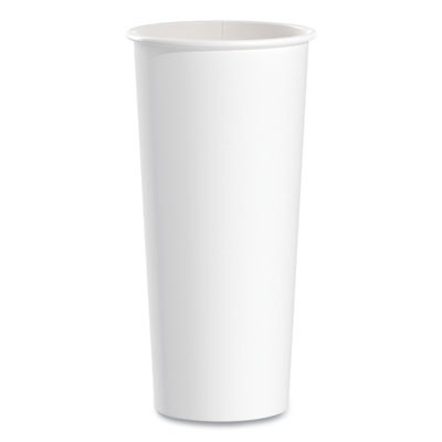 Single-Sided Poly Paper Hot Cups, 24 Oz, White, 25/Bag, 20 Bags/Carton