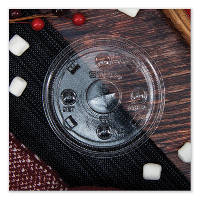 Pete Plastic Flat Straw-Slot Cold Cup Lids, Fits 12 Oz To 24 Oz Cold Cups, Plastic, Clear, 1,000/Carton