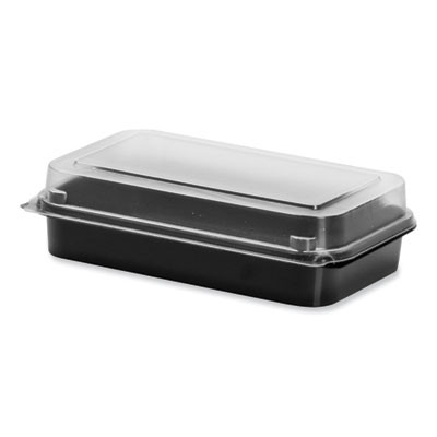 Creative Carryouts Boxline Black Base/Clear Lid Hinged Containers, 3.9 x 6 x 1.8, Plastic, 500/Carton