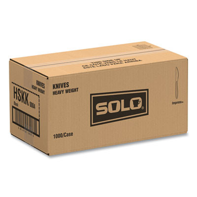 Impress Heavyweight Full-Length Polystyrene Cutlery, Knife, Plastic, Black, 1,000/Carton