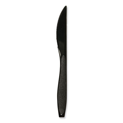 Impress Heavyweight Full-Length Polystyrene Cutlery, Knife, Plastic, Black, 1,000/Carton