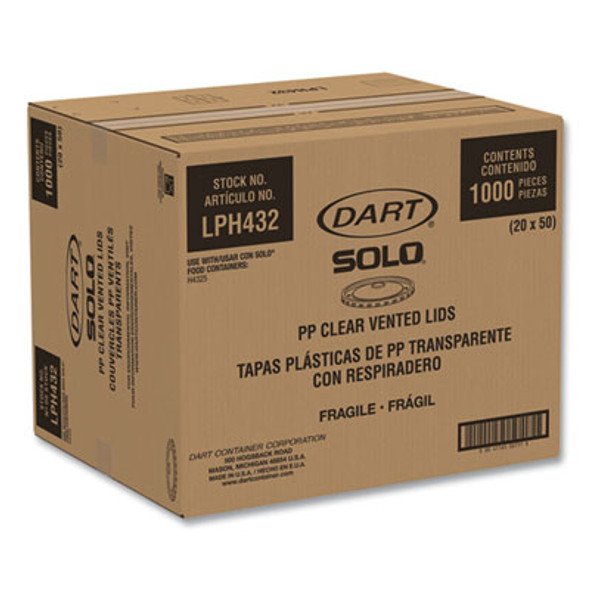 Polypropylene Vented Food Container Lids, Recessed, For 32 Oz Food Containers, Clear, Plastic, 1,000/Carton