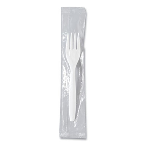 Regal Mediumweight Cutlery, Individually Wrapped, Fork, Plastic, White, 1,000/Carton