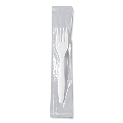Regal Mediumweight Cutlery, Individually Wrapped, Fork, Plastic, White, 1,000/Carton