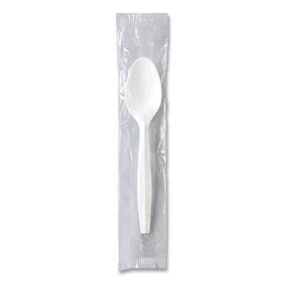 Regal Mediumweight Cutlery, Individually Wrapped, Spoon, Plastic, White, 1,000/Carton