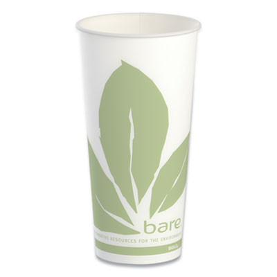 Bare Eco-Forward Paper Cold Cups, 22 Oz, Green/White, 50/Sleeve, 20 Sleeves/Carton