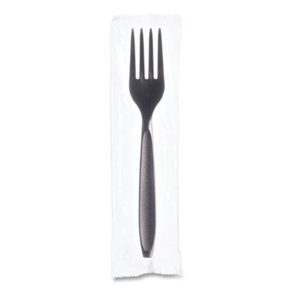 Reliance Mediumweight Cutlery, Fork, Plastic, Black, 1,000/Carton