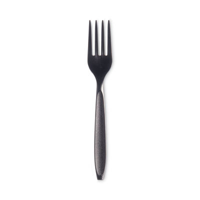 Reliance Classic Plastic Cutlery, Medium Heavyweight Fork, Black, 1,000/Carton