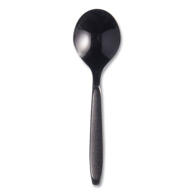 Reliance Mediumweight Cutlery, Soup Spoon, Plastic, Black, 1,000/Carton