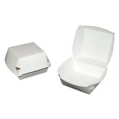 Hamburger Clamshell, 4.37 x 4.37 x 3.37, White, Paper, 500/Carton