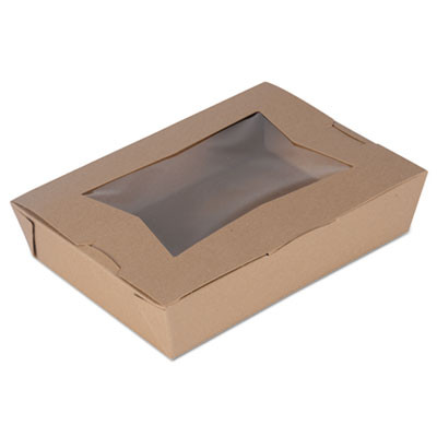 Champpak Window Carryout Boxes, #2, 7.75 x 5.5 x 1.88, Brown, Paper, 200/Carton