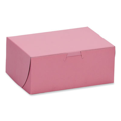 Pink One-Piece Non-Window Bakery Box, 7 x 5 x 3, Pink, Paper, 250/Carton