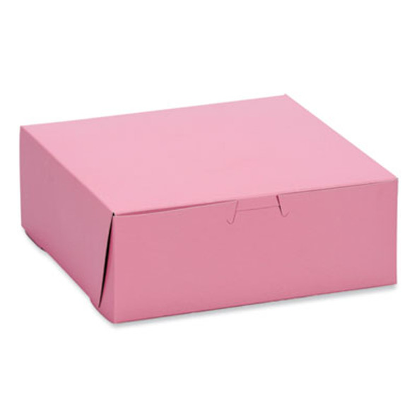 Pink One-Piece Non-Window Bakery Box, 8 x 8 x 3, Pink, Paper, 250/Carton