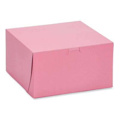 Pink One-Piece Non-Window Bakery Box, 8 x 8 x 5, Pink, Paper, 100/Carton