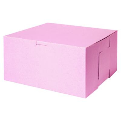 Pink One-Piece Non-Window Bakery Box, 10 x 10 x 5, Pink, Paper, 100/Carton