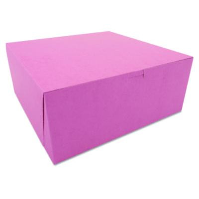 Pink One-Piece Non-Window Bakery Box, 12 x 12 x 5, Pink, Paper, 100/Carton