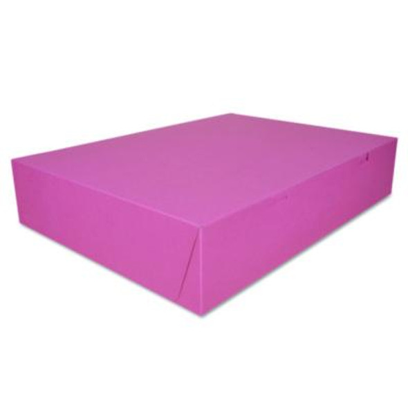 Pink One-Piece Non-Window Bakery Box, 20 x 14.5 x 4, Pink, Paper, 50/Carton