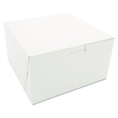 White One-Piece Non-Window Bakery Boxes, 7 x 7 x 4, White, Paper, 250/Carton