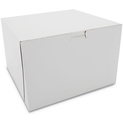 White One-Piece Non-Window Bakery Boxes, 9 x 9 x 6, White, Paper, 100/Carton