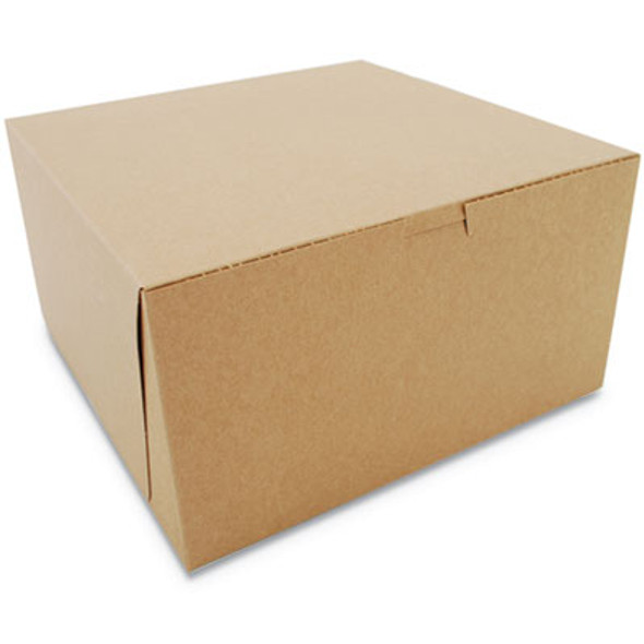 Kraft One-Piece Non-Window Bakery Boxes, 10 x 10 x 5.5, Brown, Paper, 100/Carton