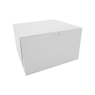 White One-Piece Non-Window Bakery Boxes, 10 x 10 x 6, White, Paper, 100/Carton