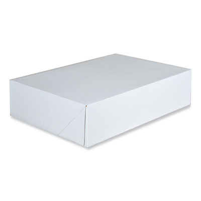 Clay-Coated Donut Boxes, 14 x 10 x 3.5, White, Paper, 125/Carton