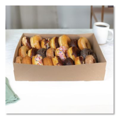Kraft Donut Trays, 13.5 x 9.88 x 3.38, Brown, Paper, 150/Carton