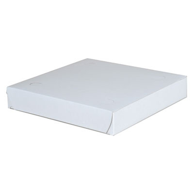 Clay-Coated Paperboard Pizza Boxes, 9 x 9 x 1.5, White, Paper, 100/Carton