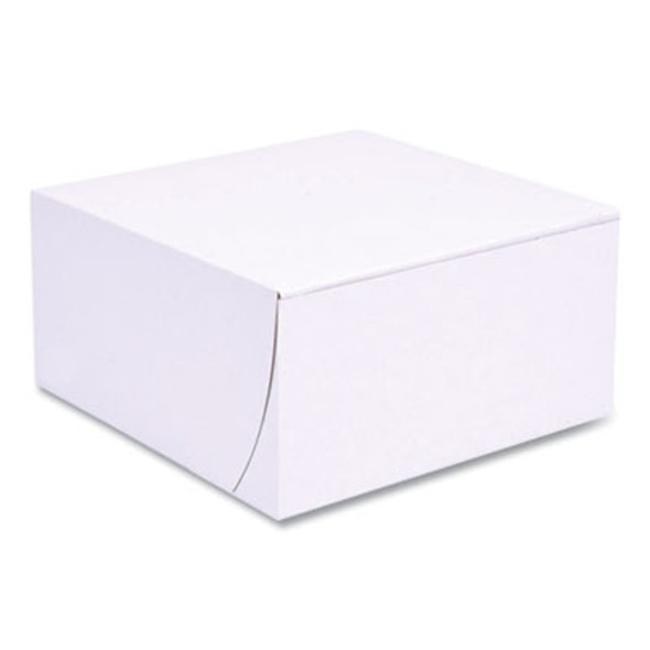 White One-Piece Non-Window Bakery Boxes, Standard, 8 x 8 x 4, White, Paper, 250/Bundle