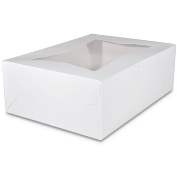 White Window Bakery Boxes With Tuck-In Lid, 19 x 14 x 6.5, White, Paper, 50/Carton
