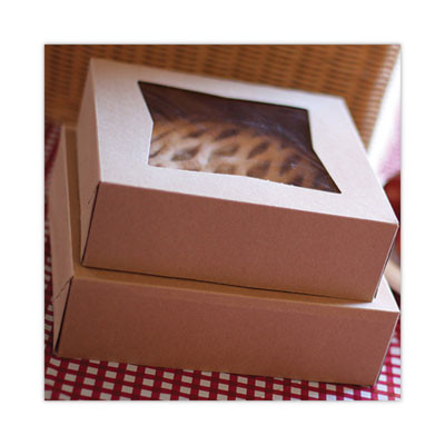 Kraft Window Bakery Boxes, 8 x 8 x 4, Brown, Paper, 150/Carton